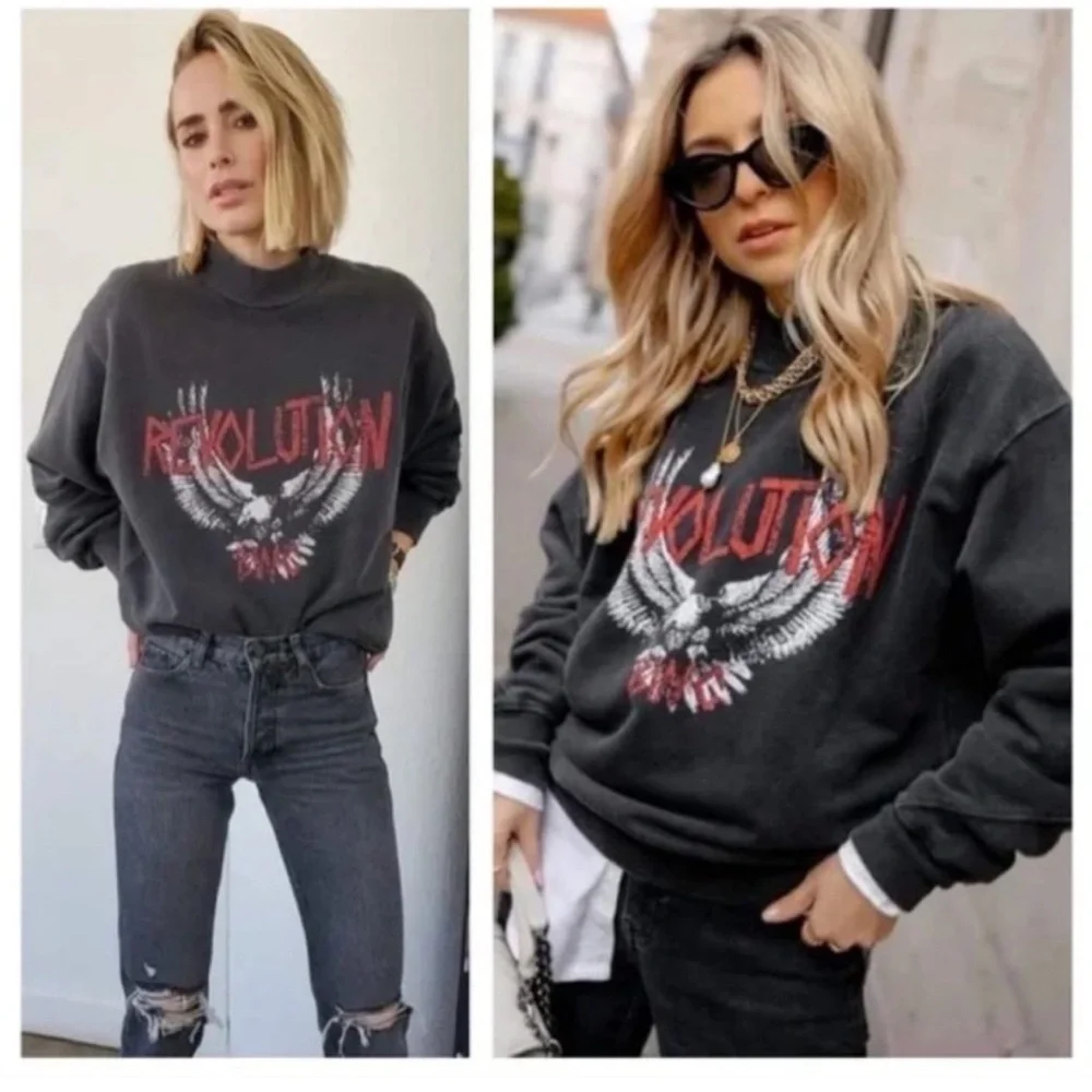 Anine Bing Revolution Washed Charcoal Sweatshirt - Picture 9 of 10